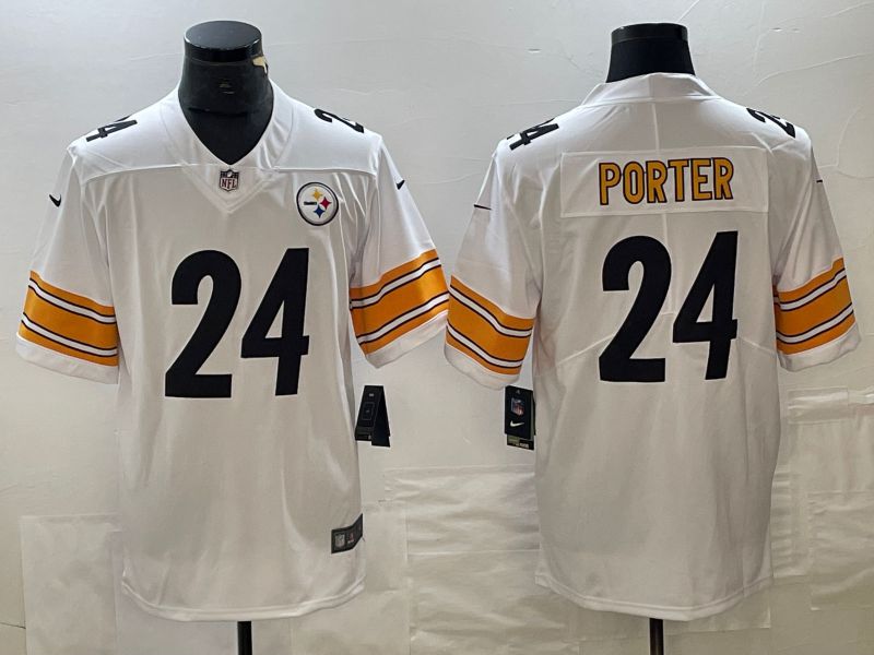 Men Pittsburgh Steelers #24 Porter White 2023 Nike Vapor Limited NFL Jersey style 1